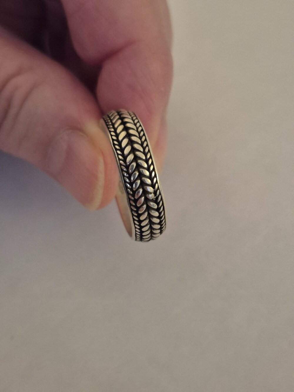 Vintage Sterling Silver Wheat Chevron Braided Band Ring Size 10